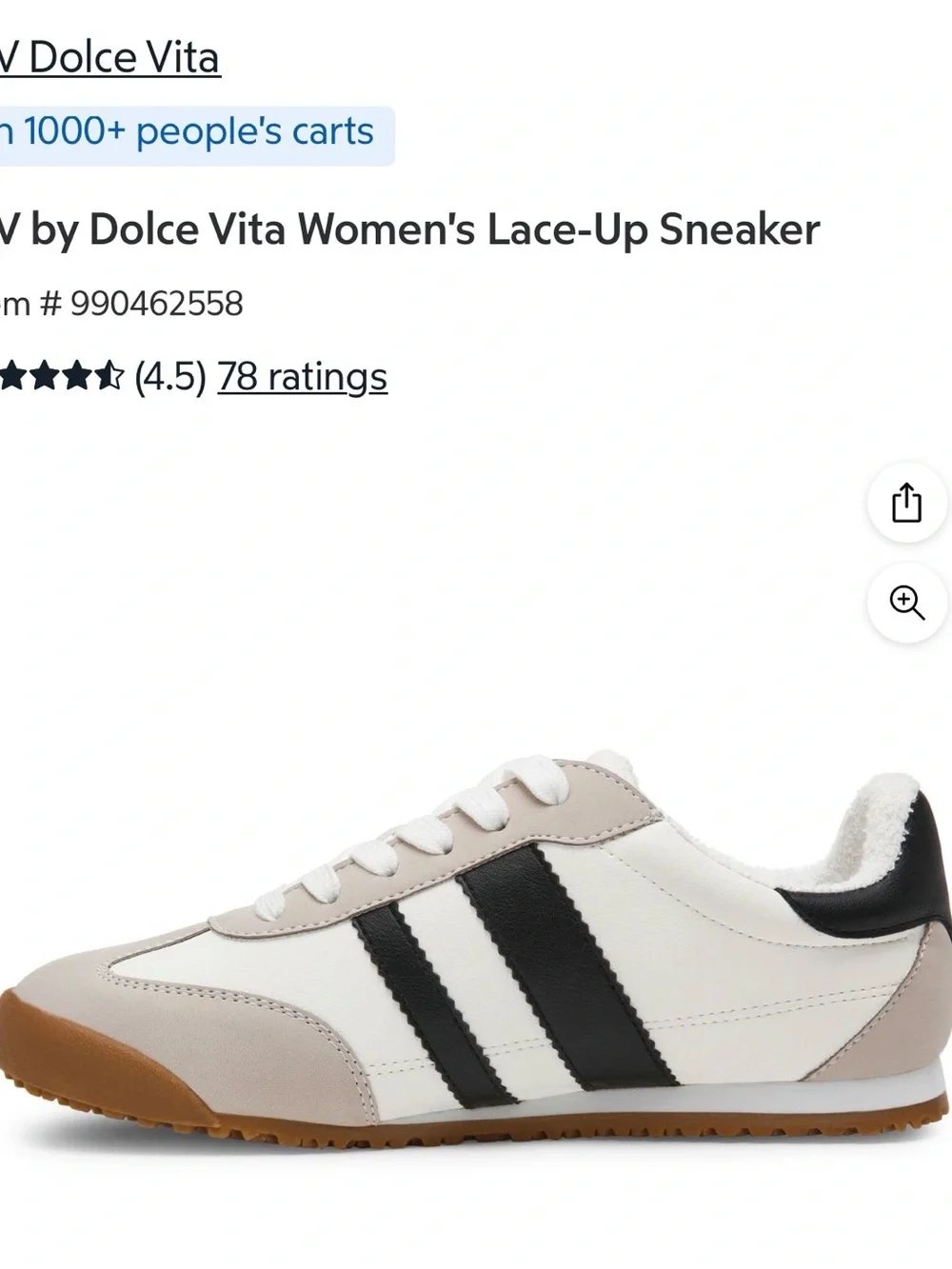 Dolce Vita White, Black & Tan Lace-Up Athletic Sneaker